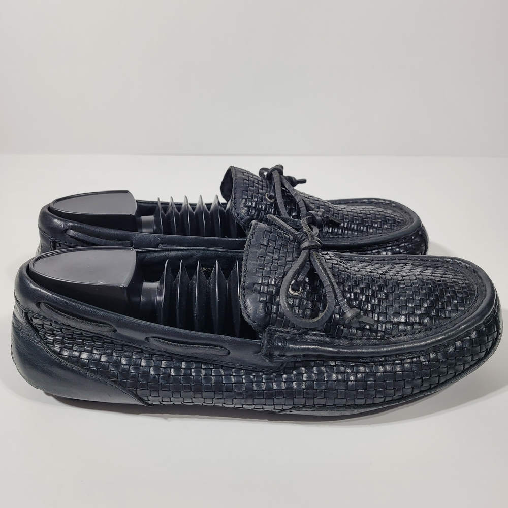 UGG Men’s Black Woven Leather Slip-On Loafers - Picture 6 of 16